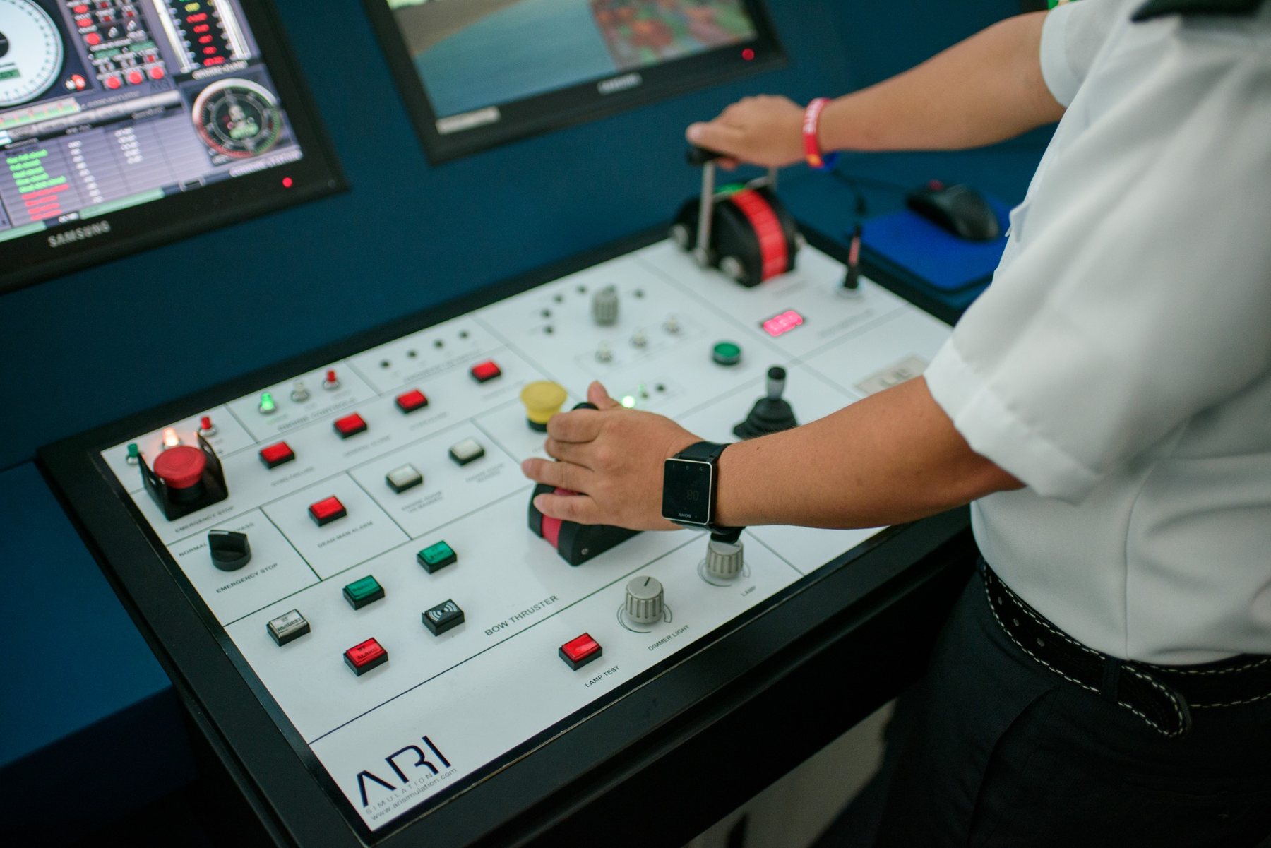 Engine and bridge simulator controls